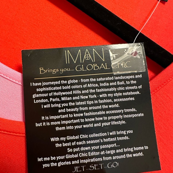 NWT IMAN M/L Top Red/Pink layered Flowy Loose Poncho Style Top with full Tank - Picture 9 of 9